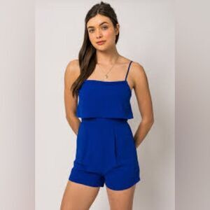 LILY RAIN S Naked Zebra Ruffled Scalloped Hem Side Pocket Romper